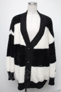 KRY CLOTHING / 「GAKUEN」 ボーダー柄ニットカーディガン  黒ｘ白 S-25-01-22-1066-EL-TS-HR-ZT354