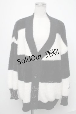 画像1: KRY CLOTHING / 「GAKUEN」 ボーダー柄ニットカーディガン  黒x白 S-25-01-22-1066-EL-TS-HR-ZT354