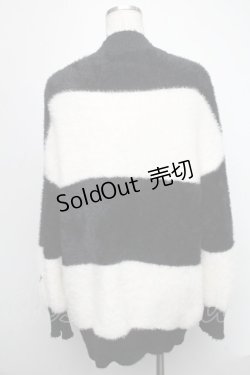 画像2: KRY CLOTHING / 「GAKUEN」 ボーダー柄ニットカーディガン  黒x白 S-25-01-22-1066-EL-TS-HR-ZT354