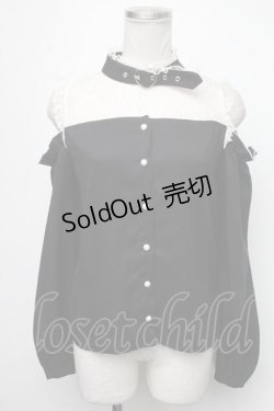 画像1: MA*RS / レース切替ブラウス  黒ｘ白 S-25-01-22-1070-EL-BL-AS-ZS