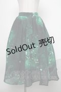 NieR Clothing / プリントシフォンスカート  グリーン S-25-01-22-1091-PU-SK-AS-ZS