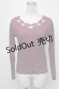 axes femme / 花刺繍ボトルネックニットプルオーバー  ワイン S-25-01-22-1051-AX-TO-HR-ZS
