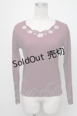 axes femme / 花刺繍ボトルネックニットプルオーバー  ワイン S-25-01-22-1051-AX-TO-HR-ZS