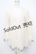 axes femme / ビジュー裾バラニットカーディガン  キナリ S-25-01-23-016-AX-TO-HR-ZT381