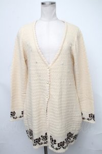 axes femme / ビジュー裾バラニットカーディガン  キナリ S-25-01-23-016-AX-TO-HR-ZT381