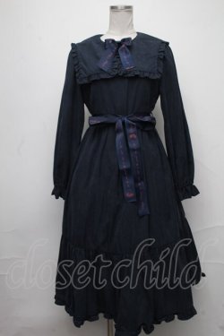 画像1: Maison de FLEUR / SnowWhiteワンピース  紺 S-25-01-25-052-LO-OP-HR-ZT438