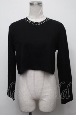 画像1: NieR Clothing / 首元刺繍ショートトップス  黒 S-25-01-25-025-PU-TO-HR-ZS