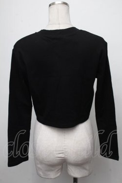 画像2: NieR Clothing / 首元刺繍ショートトップス  黒 S-25-01-25-025-PU-TO-HR-ZS