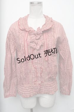 画像1: PINK HOUSE / チェックツーピース（ブラウス＆スカート）  赤系 S-25-01-27-072-LO-OP-AS-ZS