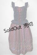 axes femme / ガーベラ＆オータムローズワンピース  ワインｘ紺 S-25-01-28-068-AX-OP-AS-ZS
