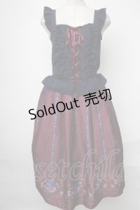 axes femme / ガーベラ＆オータムローズワンピース  ワインｘ紺 S-25-01-28-068-AX-OP-AS-ZS