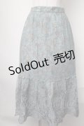 【SALE】axes femme / 花柄ｘ刺繍ギャザースカート  ブルー S-25-01-28-083-AX-SK-AS-ZT392