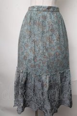axes femme / 花柄ｘ刺繍ギャザースカート  ブルー S-25-01-28-083-AX-SK-AS-ZI