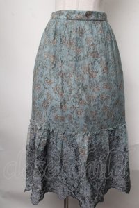 axes femme / 花柄ｘ刺繍ギャザースカート  ブルー S-25-01-28-083-AX-SK-AS-ZI