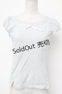 Emily Temple cute / レースデコルテカットソー  サックス S-25-01-28-040-ET-TO-HR-ZS