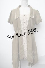 axes femme / 重ね風裾イレヘムチュニック  カーキ S-25-01-28-041-AX-OP-HR-ZS