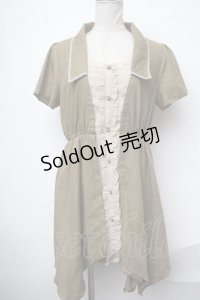 axes femme / 重ね風裾イレヘムチュニック  カーキ S-25-01-28-041-AX-OP-HR-ZS