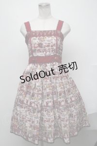 axes femme POETIQUE / ミッキー&ミニー総柄ワンピース  レッド S-25-01-31-061-AX-OP-HR-ZS