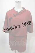 axes femme / マオカラーチャイナ風トップス  赤 S-25-01-31-033-AX-TO-HR-ZS