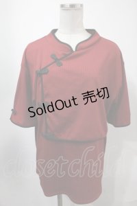 axes femme / マオカラーチャイナ風トップス  赤 S-25-01-31-033-AX-TO-HR-ZS