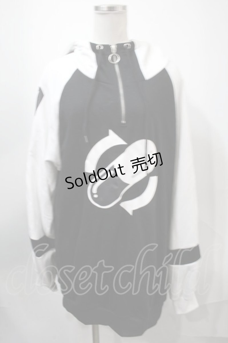 画像1: 【SALE】LISTEN FLAVOR / おくすりドープハーフジップパーカー  黒ｘ白 S-25-01-31-038-PU-TO-AS-ZT181 (1)