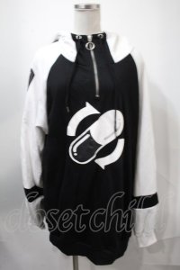 LISTEN FLAVOR / おくすりドープハーフジップパーカー  黒ｘ白 S-25-01-31-038-PU-TO-AS-ZT181