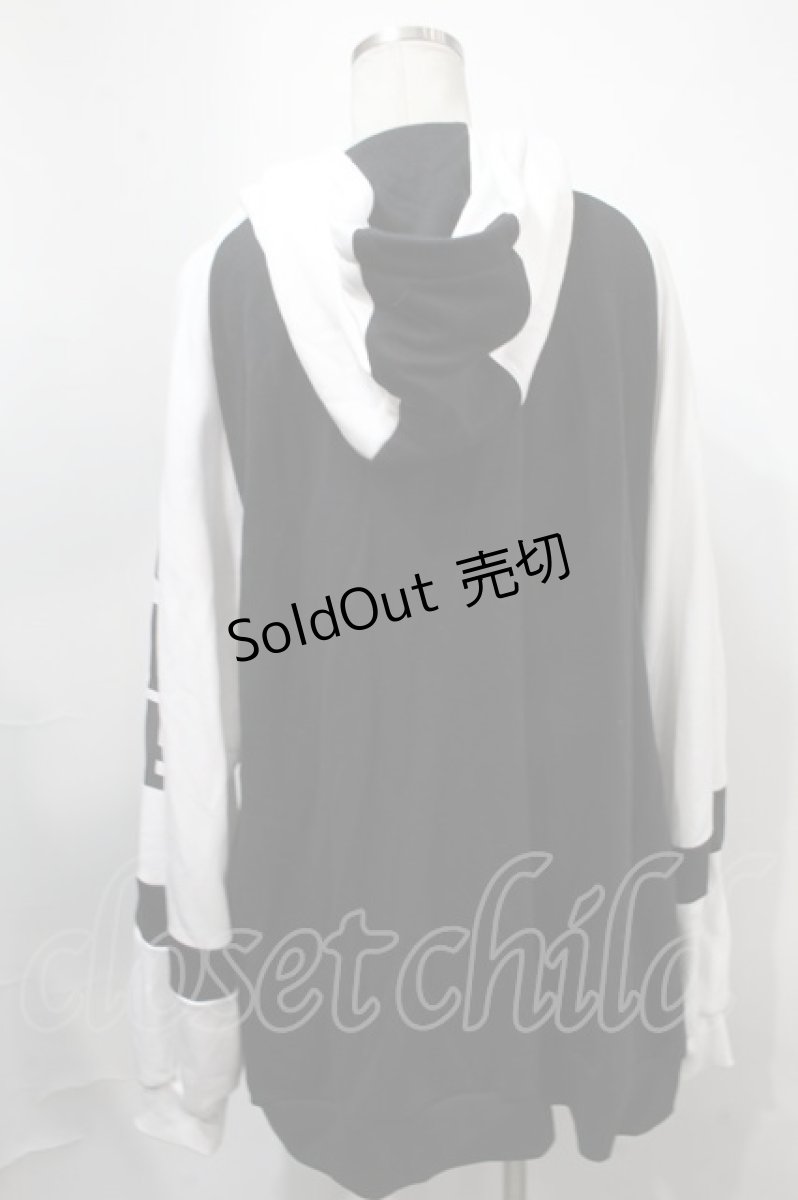 画像2: 【SALE】LISTEN FLAVOR / おくすりドープハーフジップパーカー  黒ｘ白 S-25-01-31-038-PU-TO-AS-ZT181 (2)