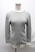 axes femme / レース使いリブニットプルオーバー  グリーン S-25-02-02-045-AX-TO-AS-ZT306