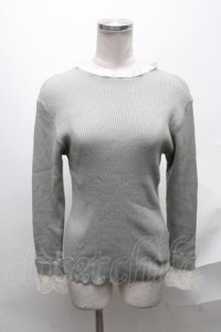 axes femme / レース使いリブニットプルオーバー  グリーン S-25-02-02-045-AX-TO-AS-ZT306