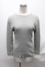 画像1: 【SALE】axes femme / レース使いリブニットプルオーバー  グリーン S-25-02-02-045-AX-TO-AS-ZT306 (1)