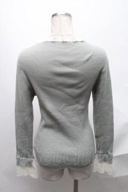 画像2: axes femme / レース使いリブニットプルオーバー  グリーン S-25-02-02-045-AX-TO-AS-ZT306