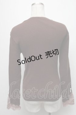 画像2: axes femme / 吸湿発熱袖レースニットプルオーバー  ブラウン S-25-02-02-055-AX-TO-AS-ZT344