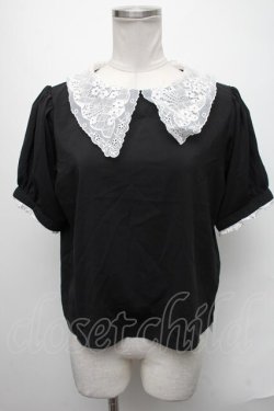 画像1: Swankiss / レース襟トップス  黒ｘ白 S-25-02-02-061-CA-TO-HR-ZS