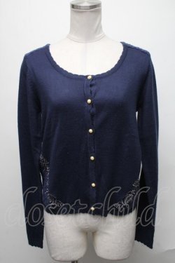 画像1: axes femme / BACKレースカーディガン  紺 S-25-02-02-077-AX-TO-HR-ZT306