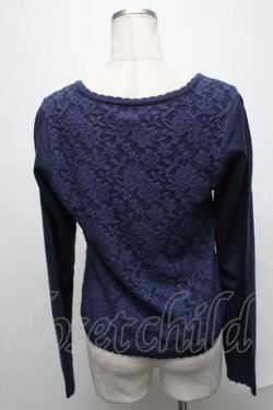 画像2: axes femme / BACKレースカーディガン  紺 S-25-02-02-077-AX-TO-HR-ZT306