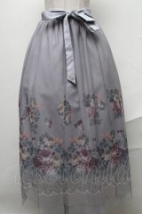axes femme / パネルフラワー柄チュールスカート  サックス S-25-02-02-084-AX-SK-HR-ZI