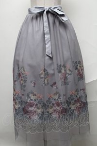axes femme / パネルフラワー柄チュールスカート  サックス S-25-02-02-084-AX-SK-HR-ZS