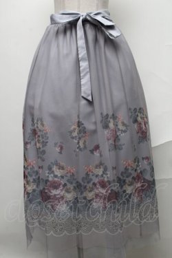 画像1: axes femme / パネルフラワー柄チュールスカート  サックス S-25-02-02-084-AX-SK-HR-ZS