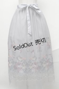 画像1: axes femme / パネルフラワー柄チュールスカート  サックス S-25-02-02-084-AX-SK-HR-ZI