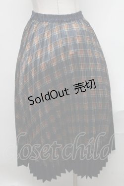 画像2: axes femme / チェックプリーツスカート  紺 S-25-02-02-086-AX-SK-HR-ZI