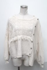 axes femme / パールボタンニット  オフ S-25-02-02-023-AX-TO-AS-ZT194