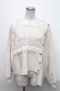 axes femme / パールボタンニット  オフ S-25-02-02-023-AX-TO-AS-ZT194