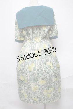 画像2: axes femme / レモン×タイル柄セーラーワンピース  イエロー S-25-02-04-055-AX-OP-AS-ZI