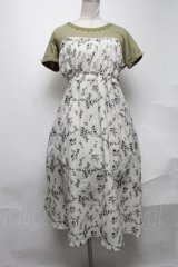 axes femme / ビスチェ切替ドッキングワンピース  カーキｘオフ S-25-02-04-060-AX-OP-AS-ZI