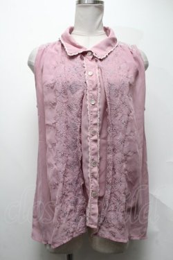 画像1: axes femme / 刺繍ノースリーブブラウス  ピンク S-25-02-04-029-AX-BL-AS-ZS