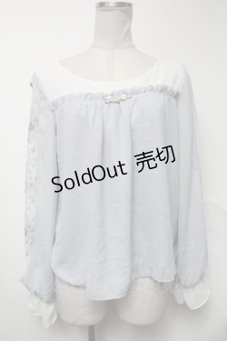 画像1: axes femme POETIQUE / 袖フラワーptシフォントップス  サックス S-25-02-04-038-AX-TO-AS-ZS