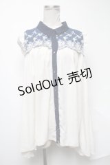 axes femme / ノースリーブブラウス  オフｘブルー S-25-02-04-043-AX-BL-AS-ZS