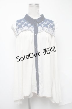 画像1: axes femme / ノースリーブブラウス  オフｘブルー S-25-02-04-043-AX-BL-AS-ZS