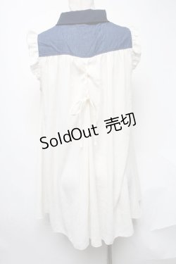 画像2: axes femme / ノースリーブブラウス  オフｘブルー S-25-02-04-043-AX-BL-AS-ZS