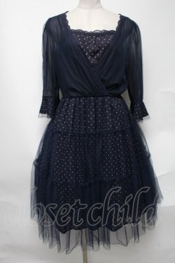 画像1: axes femme / ボリュームチュールワンピース  紺 S-25-02-04-045-AX-OP-HR-ZS